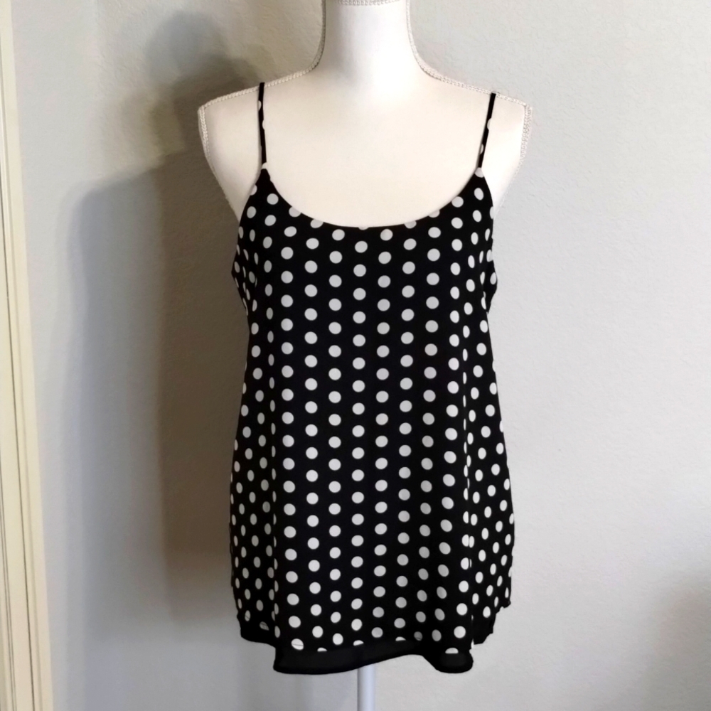 The Limited Women's size medium black white polkadot tank cami top sleeveless